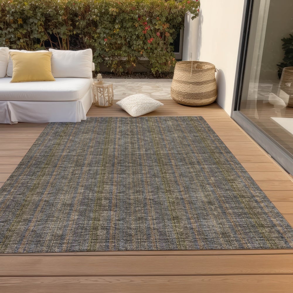Machine Washable Indoor/ Outdoor Stripe Chantille Rug