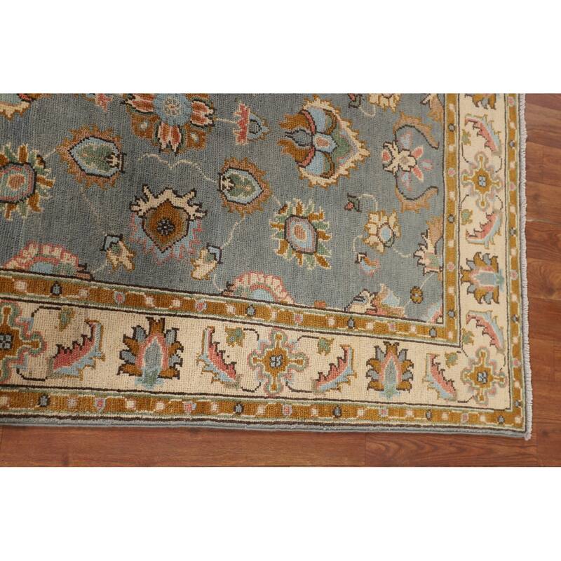 Gray Floral Oushak Accent Rug Handmade Wool Carpet - 3'4" x 4'9"