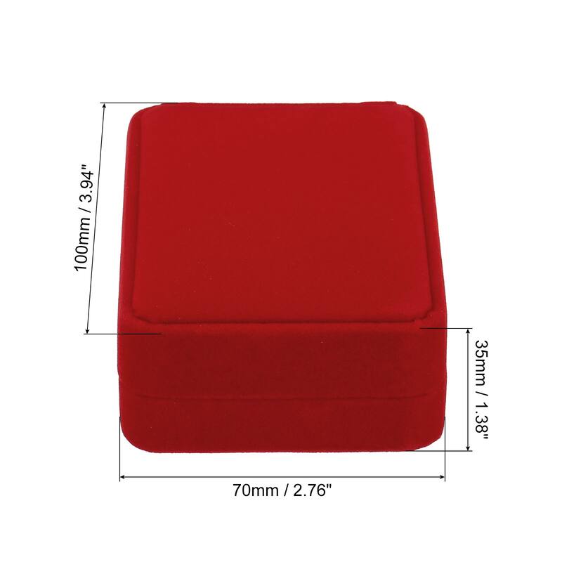Velvet Necklace Box Single Slot Jewelry Holder for Wedding Style 2 - Red