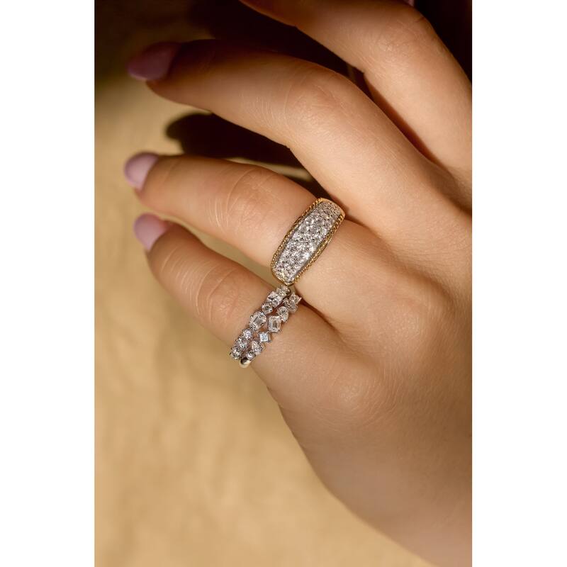 Kobelli 0.5 Carat Natural Diamond 10k Gold Mixy Diagonal Row Ring