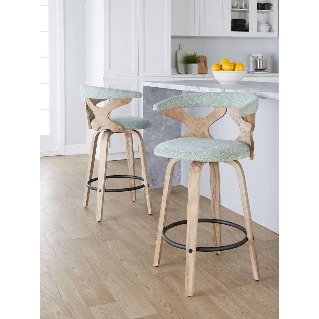 Carson Carrington Viby 25.5" Fixed-Height Counter Stool with Bent Wood Legs & Round Footrest (Set of 2)
