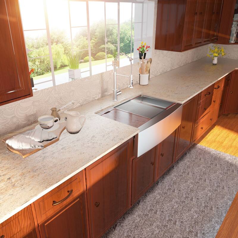 Lordear 33" Stainless Steel Sink Double Bowl Undermount Workstation Farmhouse Kitchen Sink with Accessories