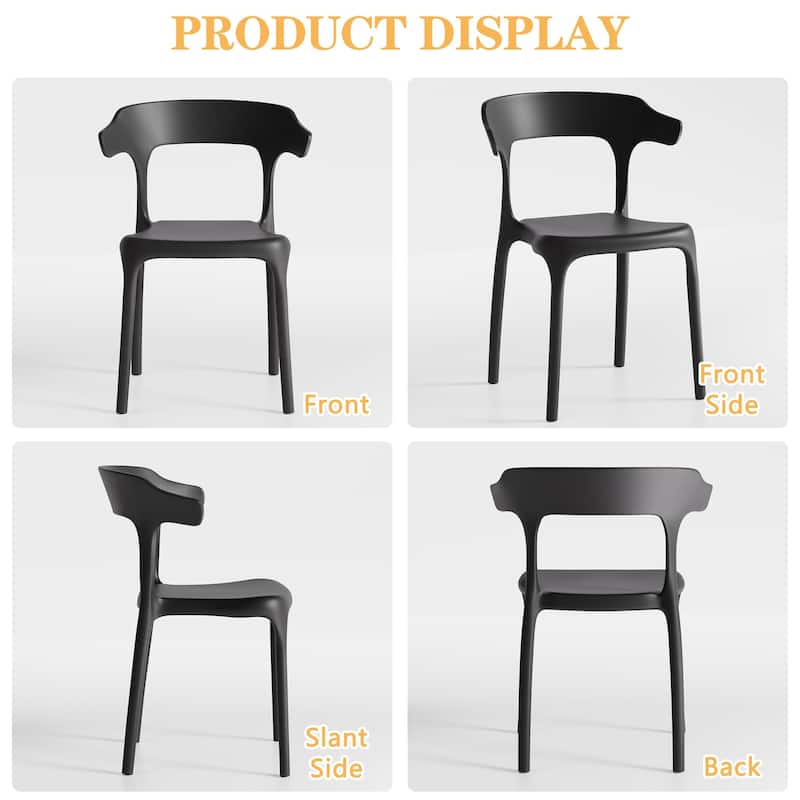 Javlergo 4-Pack Stackable Plastic Chairs for Indoor & Outdoor Use 250lb Capacity Horn Back Design Patio Dining Chairs