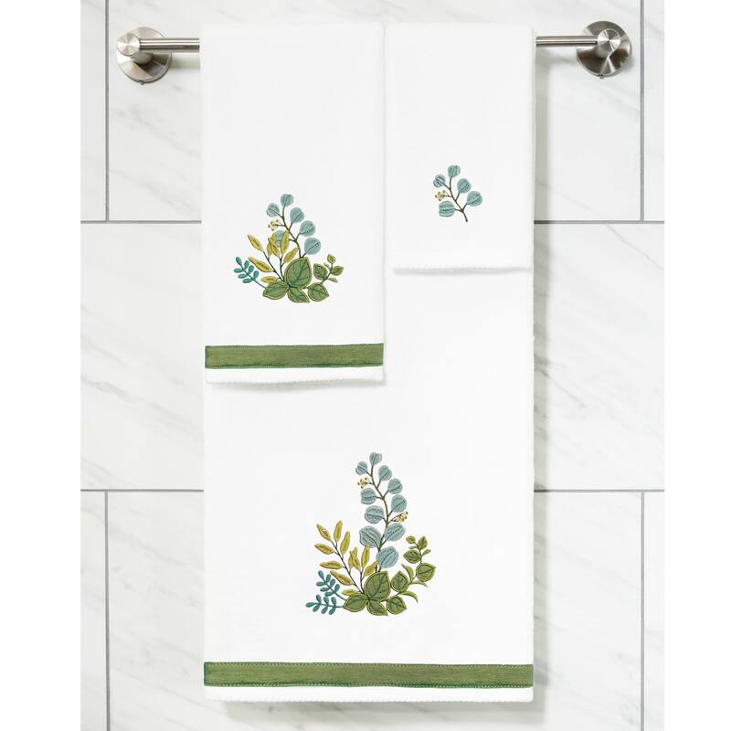 Authentic Hotel and Spa 100% Turkish Cotton Botanica 3PC Embellished Towel Set