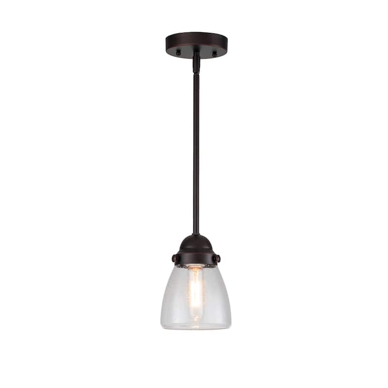 Yellowstone 1-Light Oil Rubbed Bronze Pendant with Seeded Glass Shade - Oil Rubbed Bronze