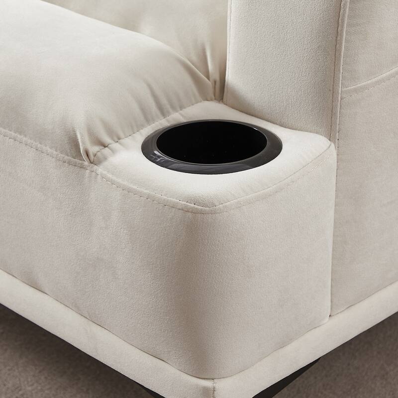 Accent Chairs with Ottoman, Velvet Fabric Armchair with Ottoman for Bedroom Living Room, Adjustable Backrest and Side Pockets
