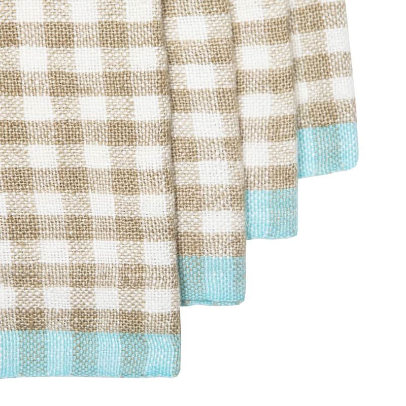 Caravan Gingham Napkins - Set of 4 - Natural/Aqua - 20x20