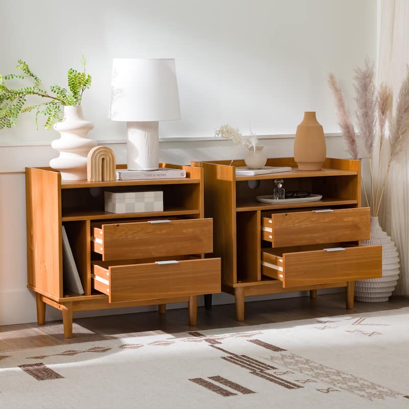 Middlebrook Modern Gallery-Top Solid Wood Nightstand (Set of 2)