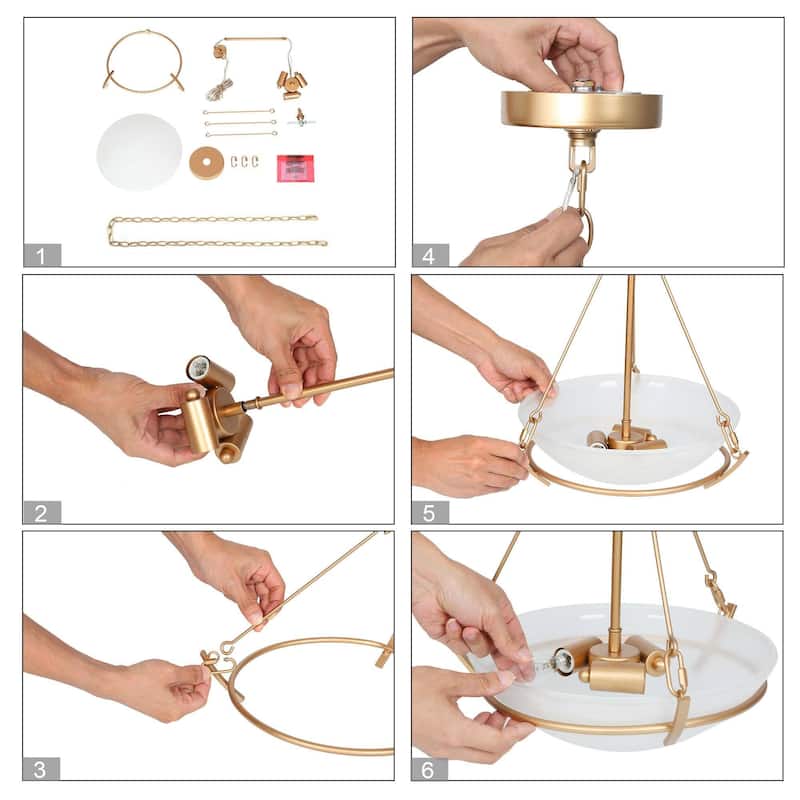 Mid-Century Modern 3-Light Gold Chandelier Bowl Frosted Glass Pendant Light for Dining Room - 11.5" D x 16.5" H