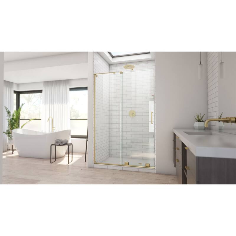 DreamLine Mirage-X 44 - 48 inch W x 71 inch H Frameless Sliding Shower Door in Brushed Gold