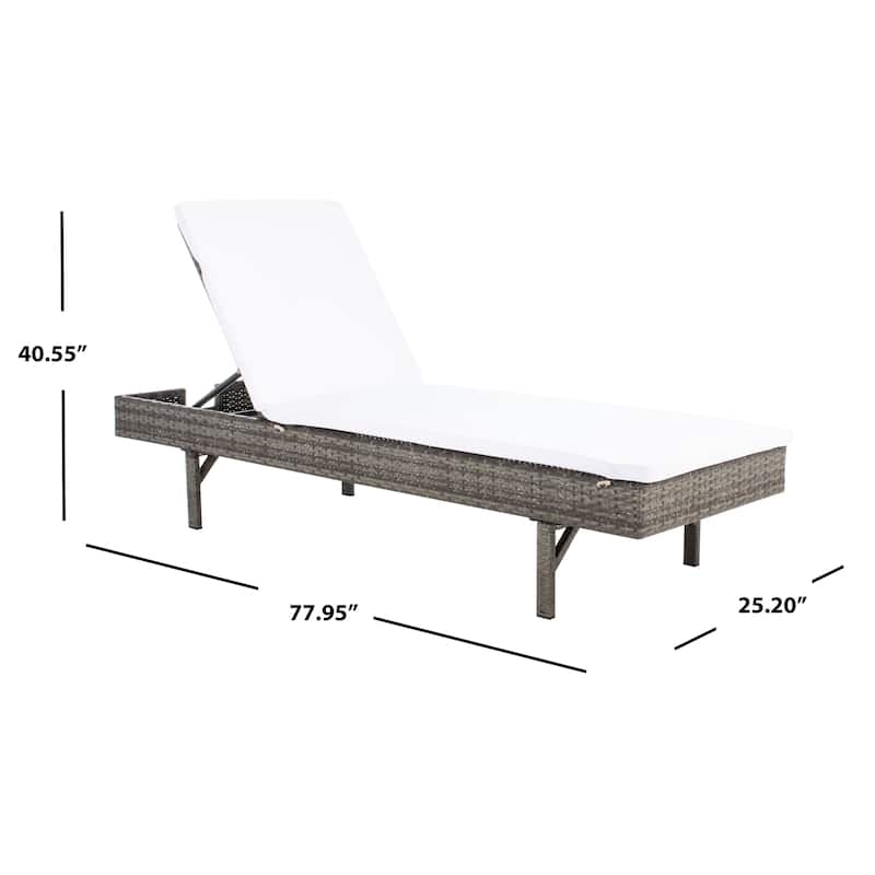 SAFAVIEH Outdoor Sanaa Sun Lounger with Cushion - 25Wx77Dx41H