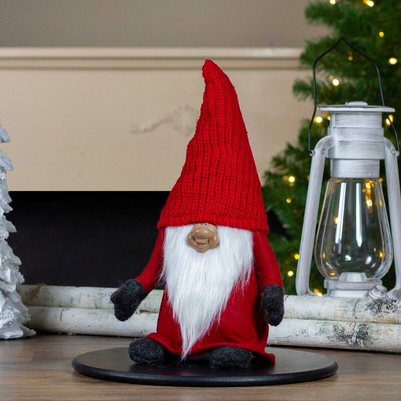 Portly Smiling Gnome Christmas Figure - 13.5" - Red