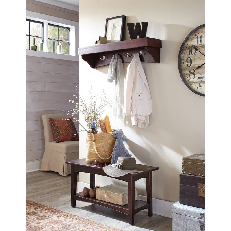 Daintree Coat Hook and Bench Set - Espresso