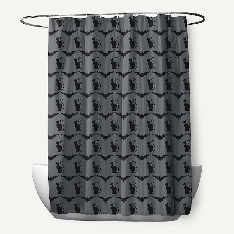 Cats and Bats Shower Curtain - Steel Gray