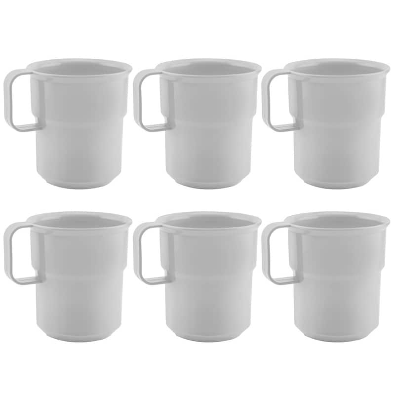 Break-Resistant Plastic Cup Mugs for Coffee, Juice - 8oz Pack of 6