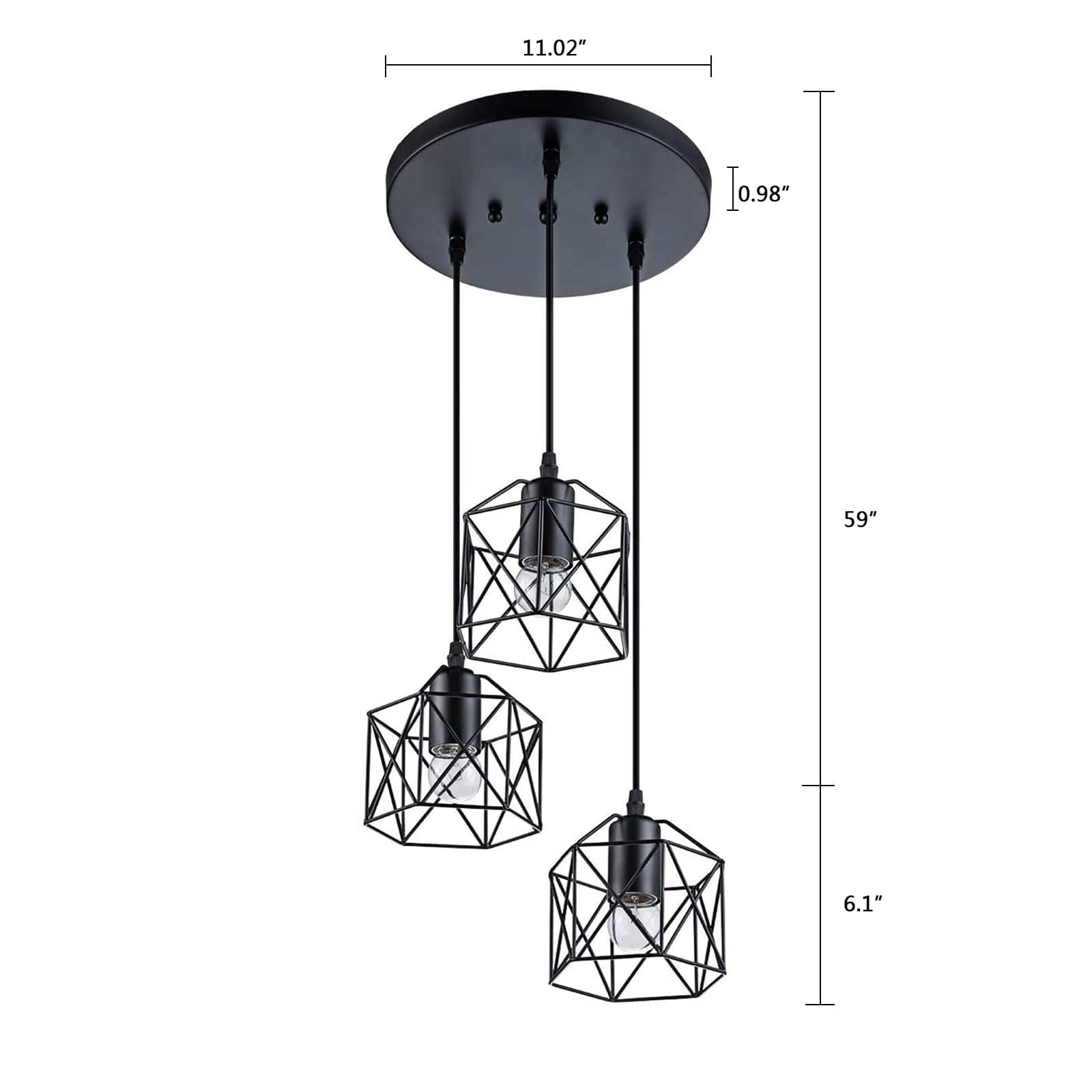 Industrial Wrought Iron 3 Light Metal Cage Pendant Lighting H61 On Sale Bed Bath