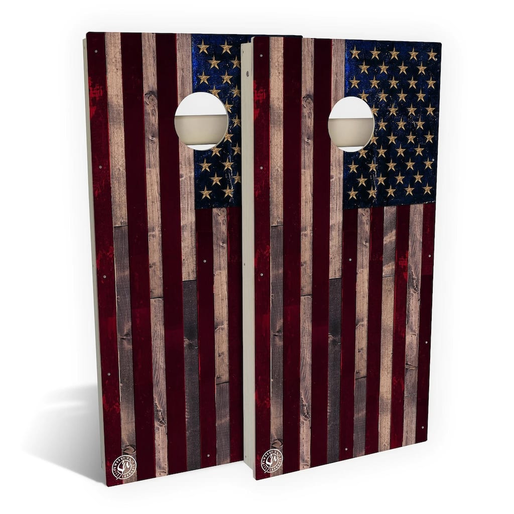 American Flag Vintage Outdoor Cornhole Board Set