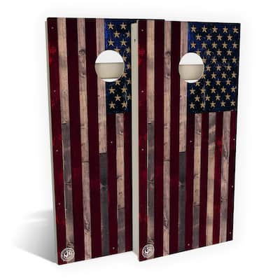 American Flag Vintage Cornhole Set - Choose Your Size & Accessories