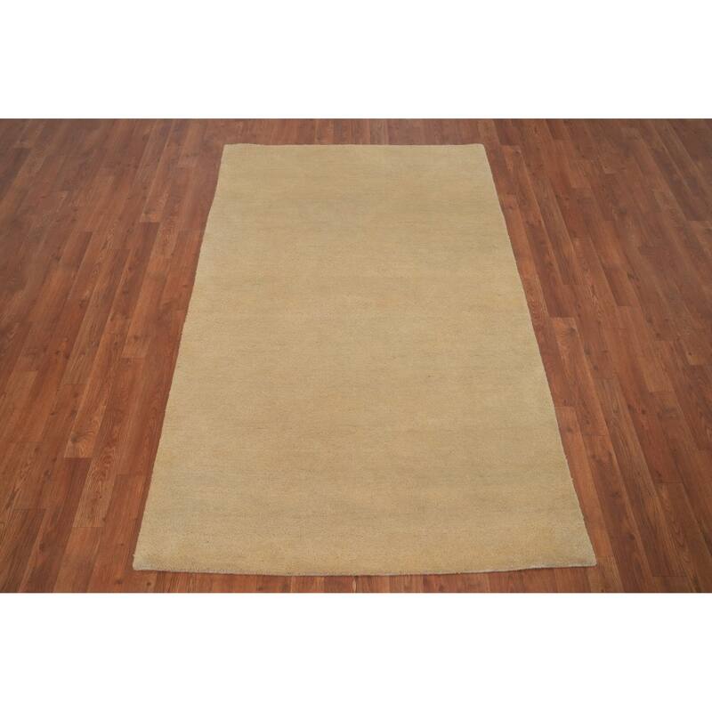 Hand Knotted Oriental 100% Wool Carpet Modern Solid Beige & Ivories Gabbeh Area Rug - 6' 0'' X 3' 10''