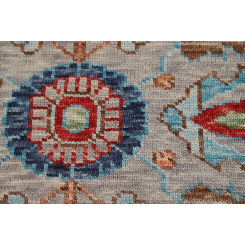 Hand Knotted Oriental 100% Wool Carpet Transitional All-Over Greys & Charcoal Oushak Area Rug - 12' 0'' X 9' 2''