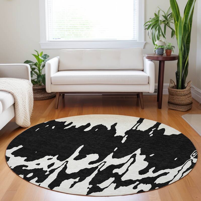 Machine Washable Indoor/ Outdoor Modern Abstract Chantille Rug