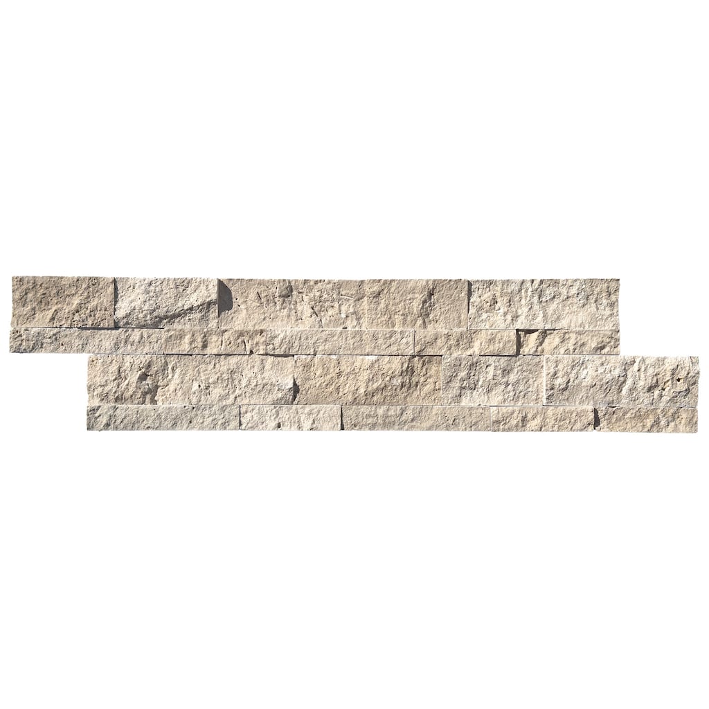 Ivory Travertine 6" x 24" Split Face Ledger Panel Mosaic Tile