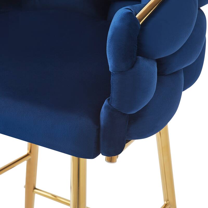 Roomfitters 28'' Velvet Counter Stools, Set of 2 Modern Upholstered Bar Chairs with Soft Cushions and Iron Frame