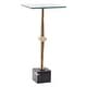 preview thumbnail 8 of 11, Antique Brass Square Glass Marble Pedestal Table Drink Table