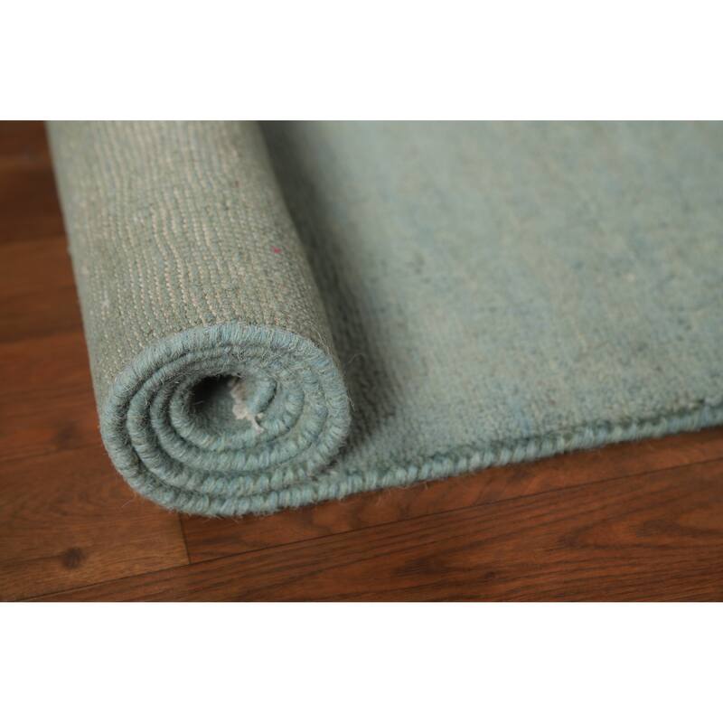 Blue Gabbeh Modern Rug Hand-Knotted Wool Carpet - 2'7" x 4'1"