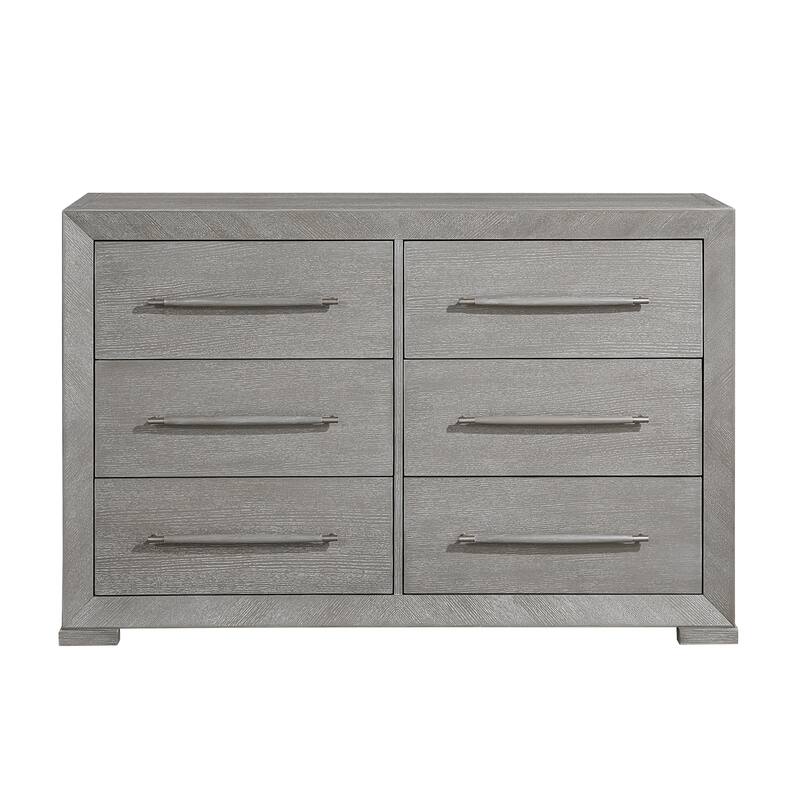Contemporary Aesthetic Bedroom Furniture Set 5pcs Bed Dresser Mirror Nightstand Chest Gray