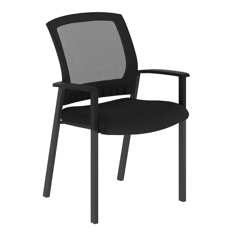 Commercial Stackable Side Chair with Steel Frame and Armrests - 23.25"D x 23.75"W x 34.25"H - Black