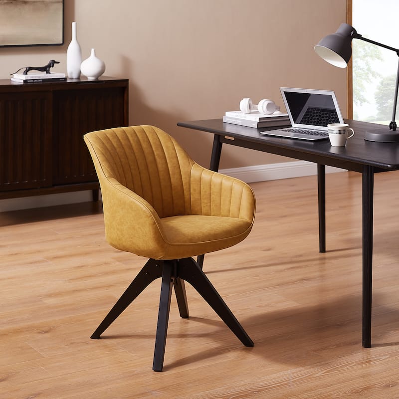 Art Leon Classical Swivel Office Accent Chair with Wood Legs