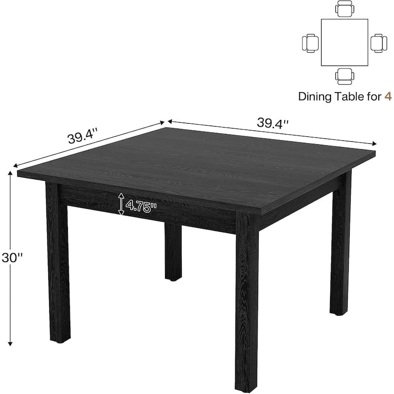 Modern Minimalist Wood 4-Person Square Kitchen/Dining Table with Solid Wood Legs for Home Kitchen/Living/Dining Room