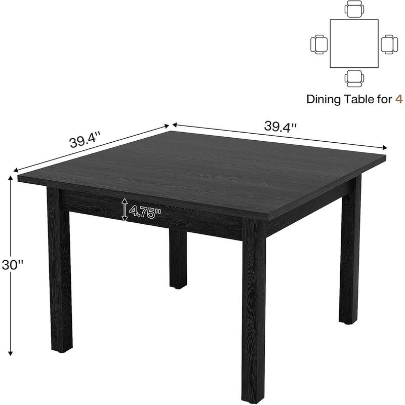 Tribesigns Square Wood Dining Table 39 Inch Oak Top Rustic Brown for 2 to 4 People Farmhouse Style - 39.4" x 39.4" x 30"