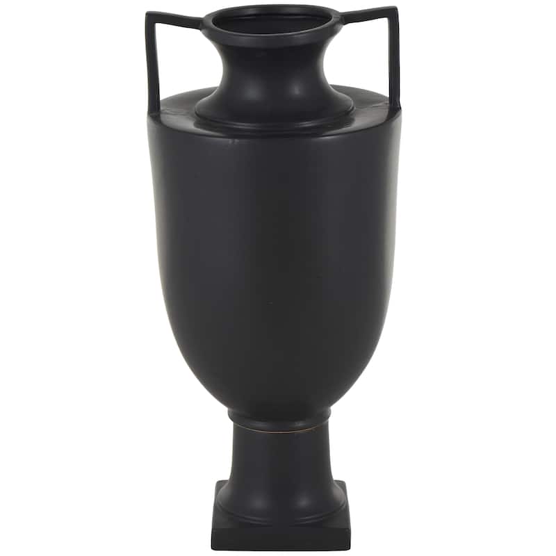 Ceramic Fluted Urn Shaped Vase with Handles - Black or White - Roche River Decor - Black