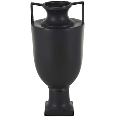 Ceramic Fluted Urn Shaped Vase with Handles - Black or White - Roche River Decor