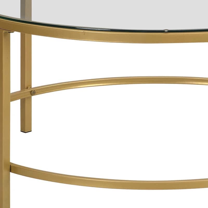 36-Inch Gold Round Coffee Table with Clear Glass Top for Living Room - 36” x 36” x 18”