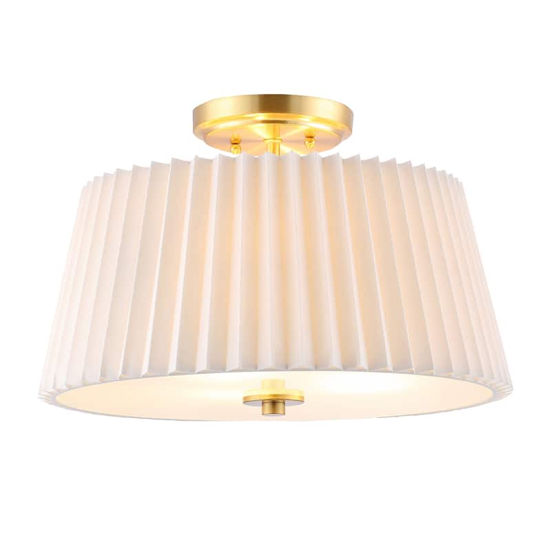 SAFAVIEH Lighting Alexandra Flush Mount - 16" W x 16" D x 11" H - Brass Gold/White - 16Wx16Dx11H