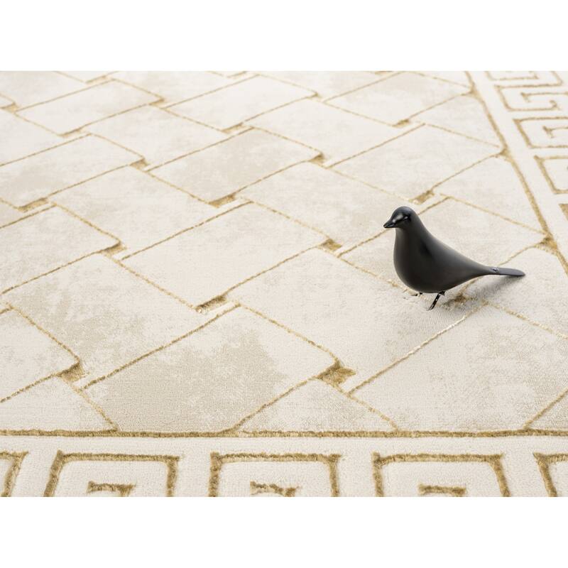 Ksamil Collection Abstract Weave Broder Area Rug