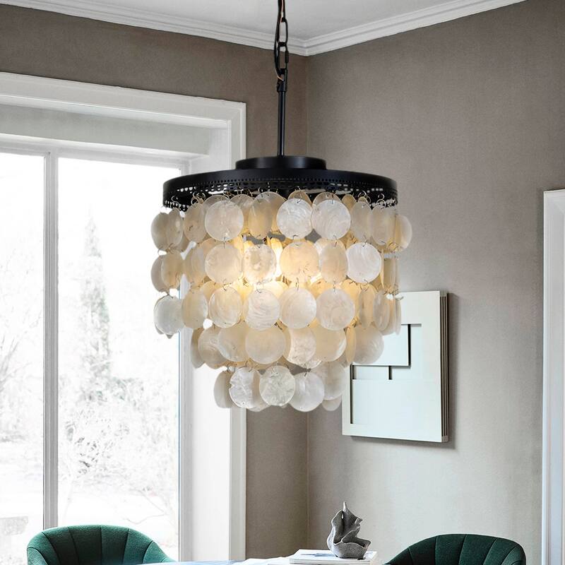 DancyHome Mese - 3 Light Coastal Capiz Shell Chandelier