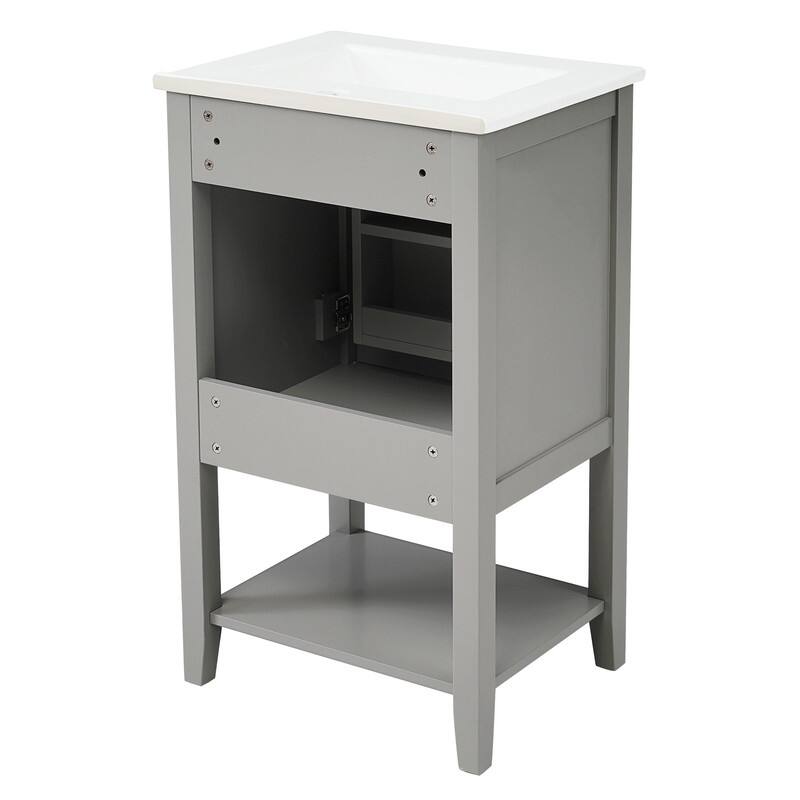 20" Bathroom Vanity with Sink, Soft Closing Door, Storage Rack and Open Shelf