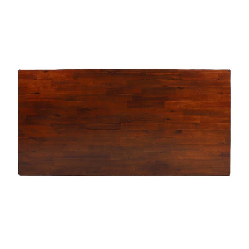 Roomfitters Contemporary Mahogany Wood Dining Table with Bold Lines and Rich Color, Natural Finish