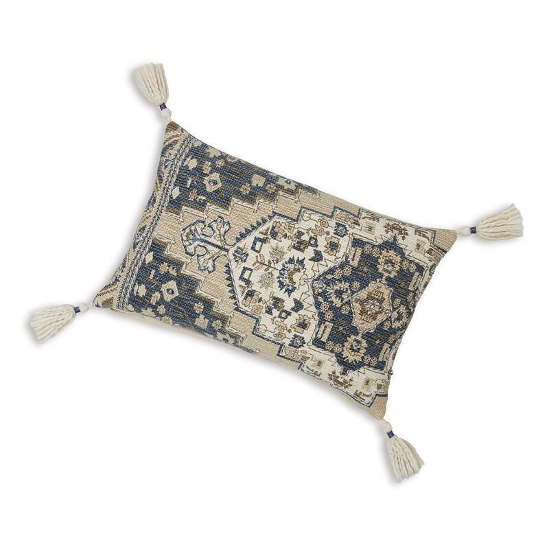 Zony 14 x 22 Lumbar Accent Pillow Set of 4, Boho Tassels, Medallion, Ivory