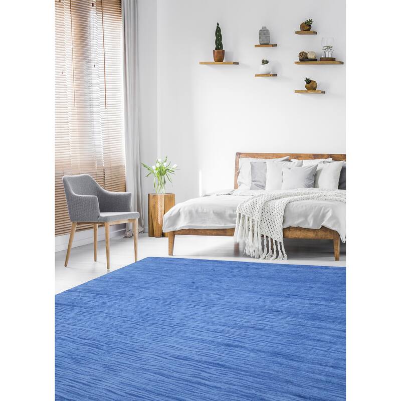 ECARPETGALLERY Hand Loomed Elysian Slate Blue Viscose Rug - 7'10 x 9'8