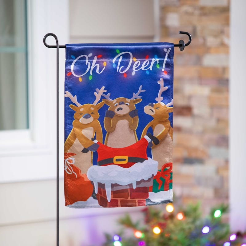Oh Deer Lustre Garden Flag - Multi - Color - 12.5 in x 18 in