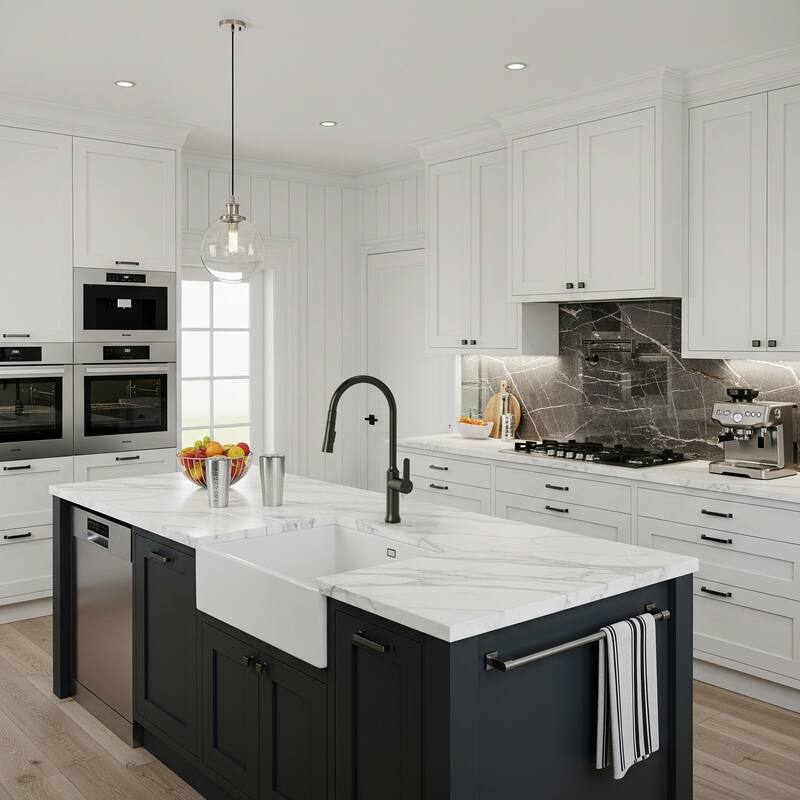 Single Handle Pull Down Kitchen Faucet with Sprayer Brass Swivels 360° Kitchen Faucet