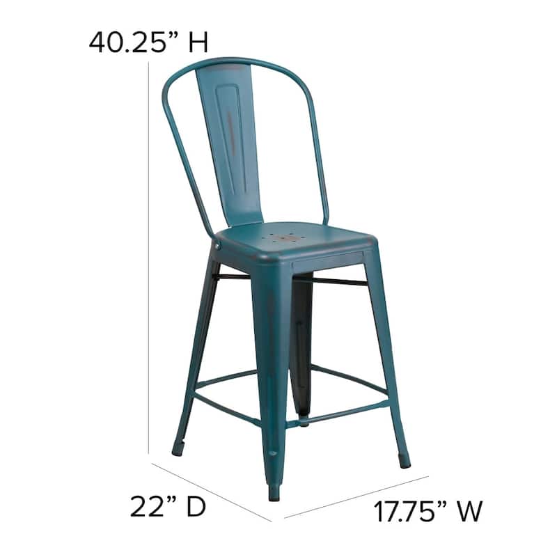 All-Weather Counter Height Stool with Poly Resin Seat