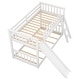 preview thumbnail 8 of 23, Twin Over Twin Bunk Kids Bed Frame with Convertible Slide and Ladder, White