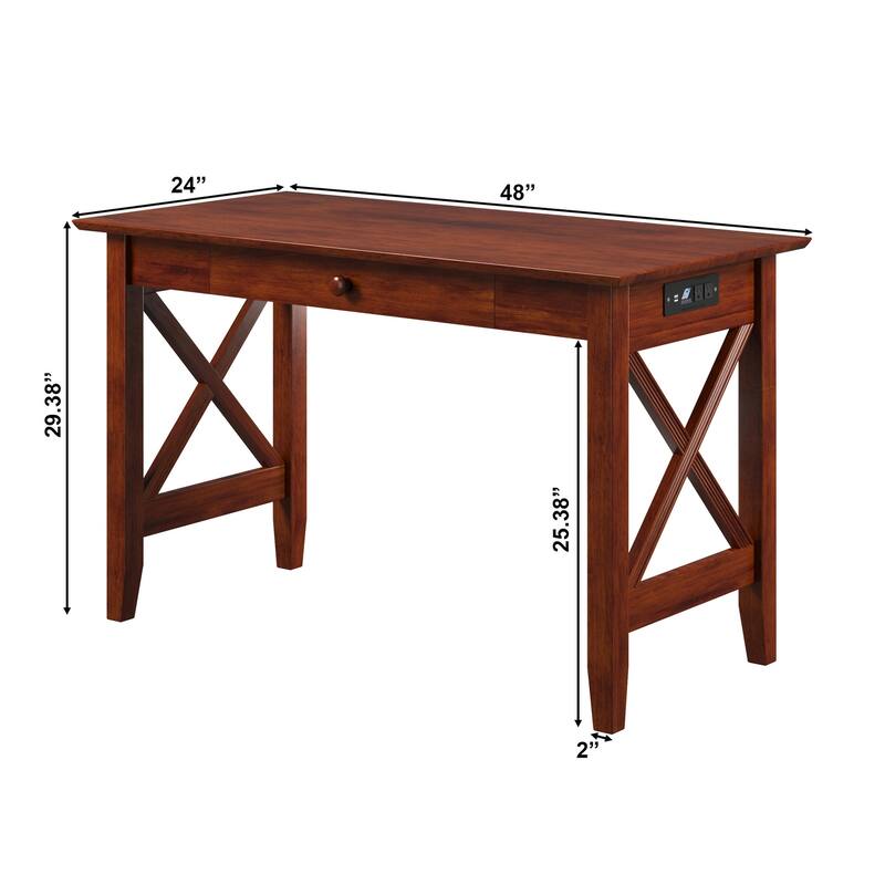 Work Desk with Drawer and Built-In Charging Station