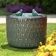 preview thumbnail 4 of 16, 15"H Turquoise Two Birds Embossed Leaf Pattern Cylindrical LED Ceramic Fountain by Glitzhome